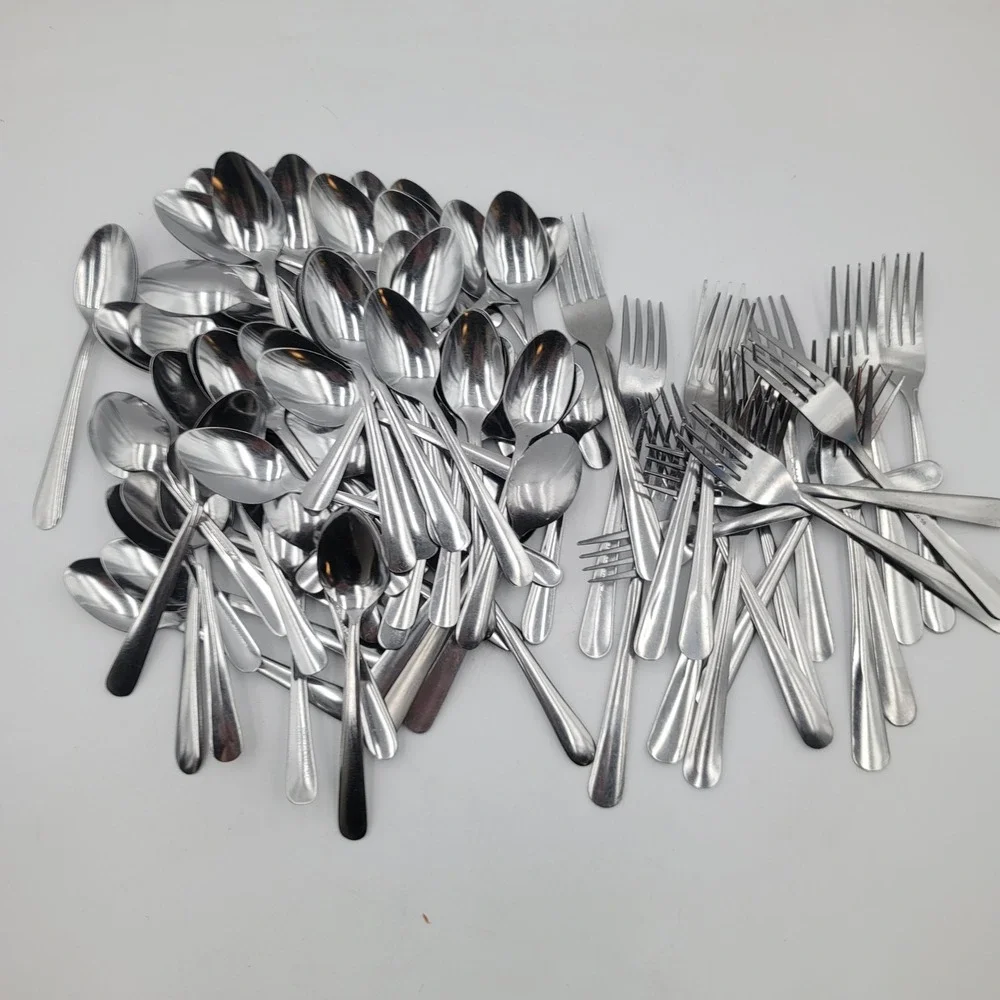 92pc Stainless Steel Flatware Set 19 Forks 73 Teaspoons Restaurant Cafe Catering